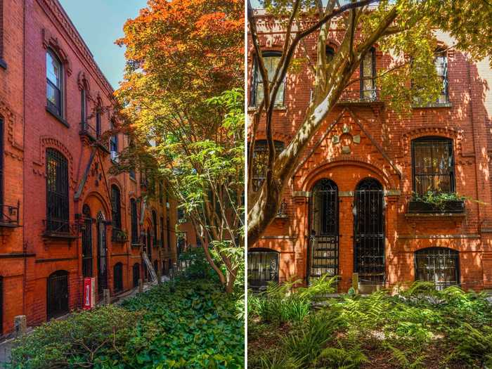 In 1969, Warren Place was designated part of the Cobble Hill Historic District, according to a report which noted the distinct architectural features of its homes. Though less than 12 feet wide, the homes are worth around $2 million each today, as Curbed reported.