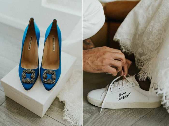 Michelle wore two pairs of shoes to the wedding.