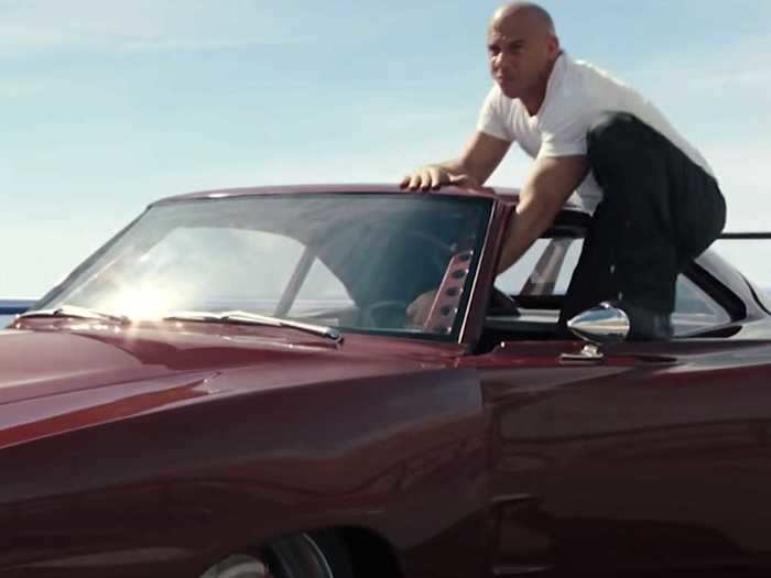 9. Dom crashes his car into a bridge in order to propel himself across a gap to catch and save Letty mid-air.
