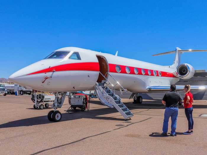 The newest arrival is a Gulfstream G550 painted in Honeywell