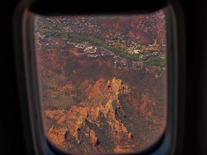 We departed Phoenix and headed north towards Flagstaff. Just off the left-hand side of the aircraft were the red rocks of Sedona, Arizona.