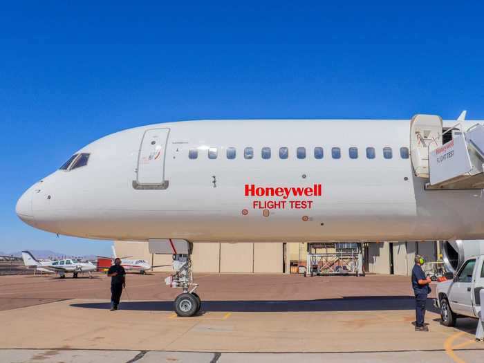 This Boeing 757 is the largest aircraft in Honeywell