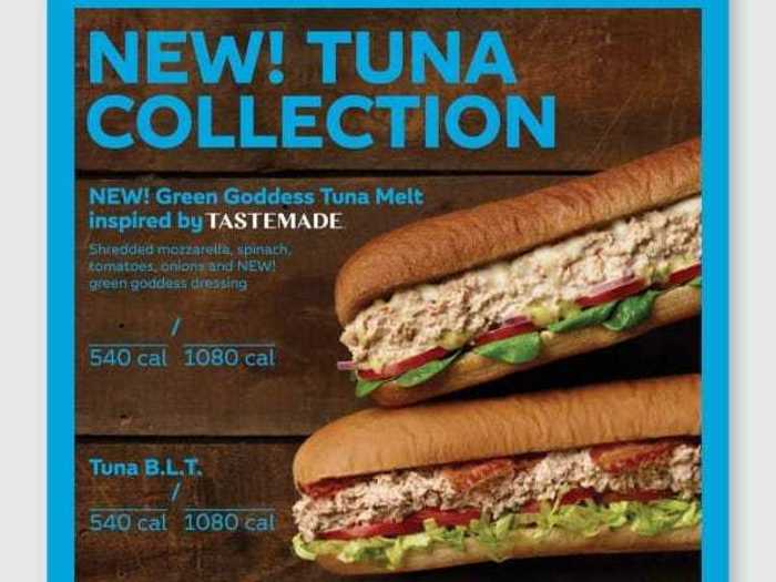 In 2019, Subway emphasized tuna with a new tuna collection, including a tuna melt and BLT through a partnership with Tastemade.