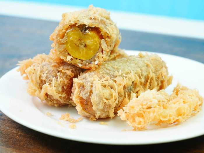 Deep-fried whole bananas are an indulgent dessert.