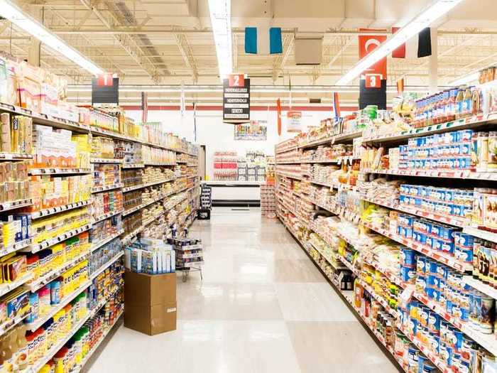 Grocery stores in New York City are much smaller.