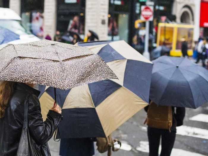 Umbrellas are a must in New York.