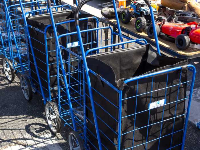 In the absence of cars, foldable shopping carts are infinitely useful.