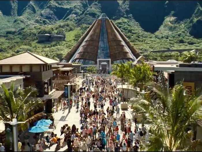 "Jurassic World" had scenes set in both the newly revamped Jurassic World and the derelict Jurassic Park from the first movies.