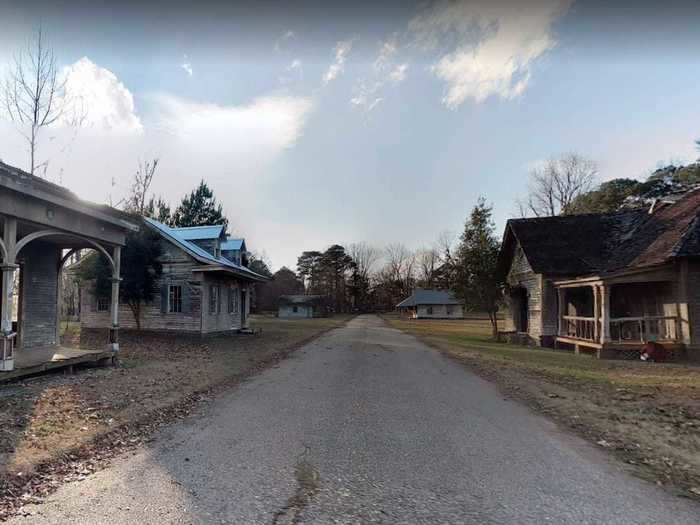 The town of Spectre was built for the movie on Jackson Lake Island, Alabama. The set is still there, but it has become overgrown in the 16 years since the movie came out.