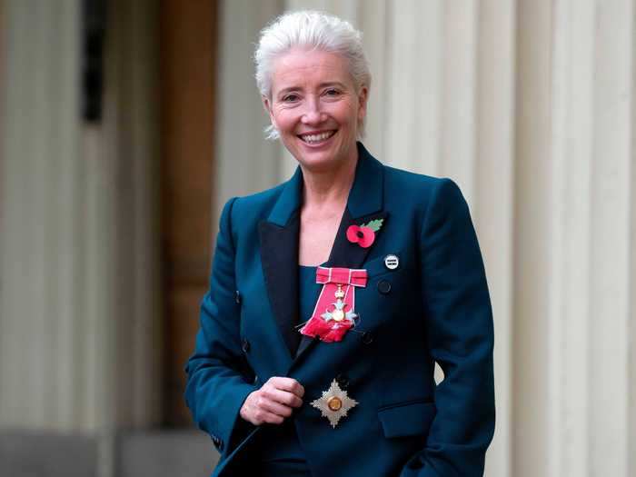 Emma Thompson wore sneakers to her dame ceremony in 2018.