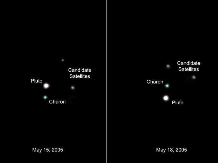 In 2005, Hubble spotted two previously undetected moons circling Pluto.