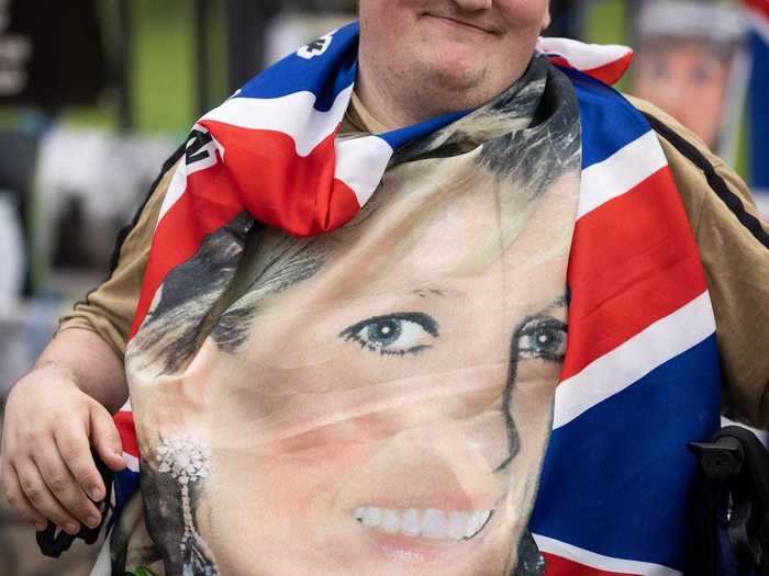 People donned the Union Jack flag and photos of the late princess.