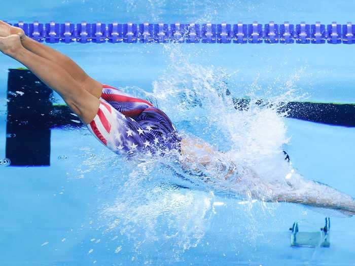 6/16: Katie Ledecky dives into the pool during the 1500m final at US Olympic Team Swimming Trials.