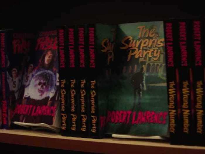 The Robert Lawrence books in the store feature real "Fear Street" titles.