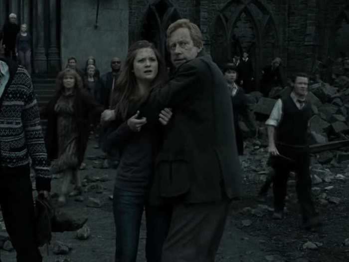 Ginny is last heard crying out in grief for Harry.