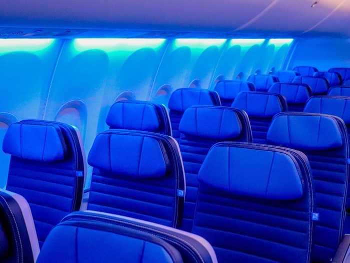 The new interiors will come standard on every new United Boeing 737 Max and Airbus A321neo arrival but existing aircraft will be retrofitted through 2025.