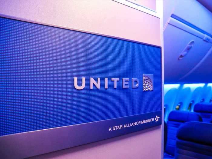 Welcoming passengers is the United nameplate. It