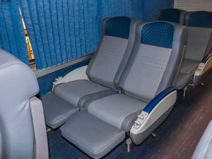 The new coach seats also offer a greater recline, as well as a leg rest, and the combined width of the seats is almost the size of a twin bed.