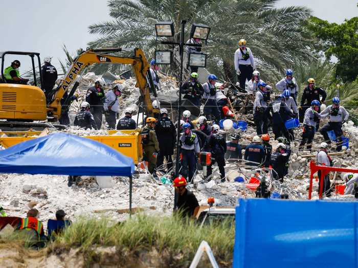 The weather has impacted the search and rescue efforts at the collapsed Champlain Towers South near Miami.