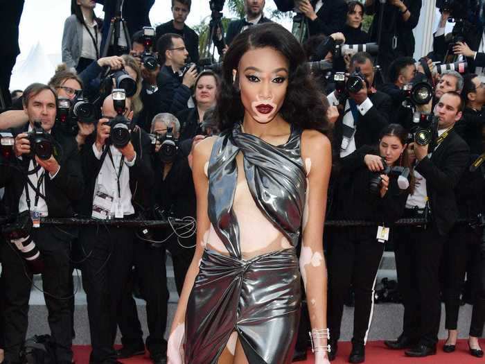 Winnie Harlow wore an edgy dress for the "Solo: A Star Wars Story" screening that year.