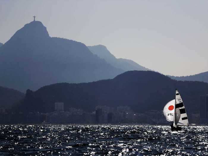 A Japanese boat sails on a gorgeous afternoon in Rio. Who