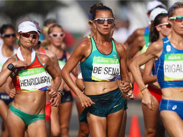 Boogeying? Nope. Race walking.