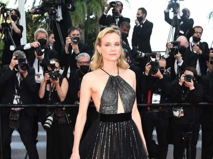 Diane Kruger sparkled in a black halter dress with a small cutout.