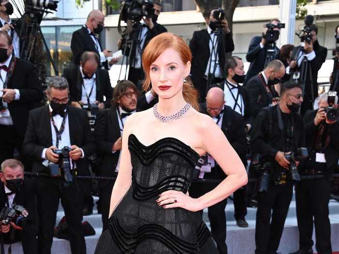 Jessica Chastain was also there in a black ball gown designed by Christian Dior.