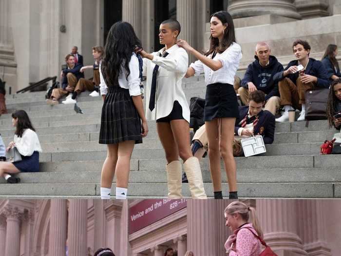 Julien and her crew gather at the steps of The Metropolitan Museum of Art, a staple from the original show.