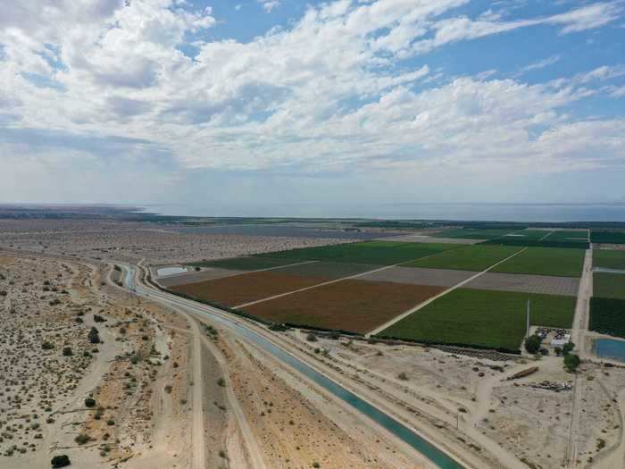 In Mecca, California, in the Coachella Valley, agricultural fields reside amid a parched landscape. Agriculture is a roughly $50 billion business in California, and the severe drought could hamper the industry for years to come.