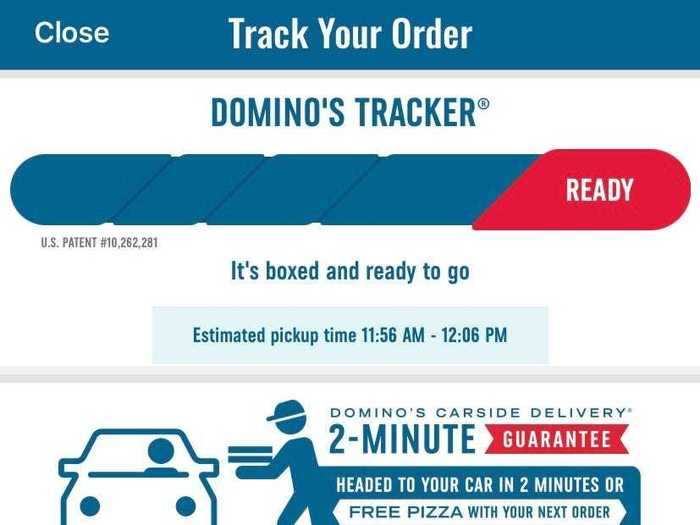 When the app told me my pizza was ready, I got in my car and headed to the restaurant.