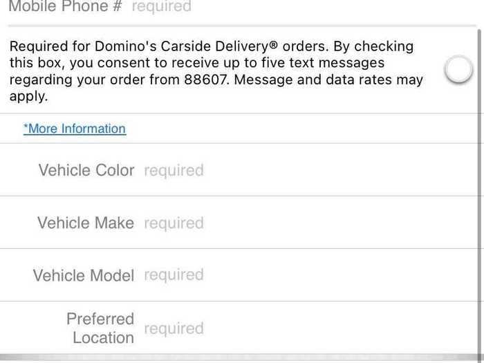 For carside delivery, Domino