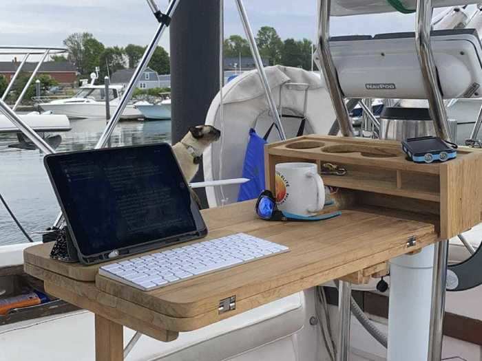 Christopher describes the experience of living and working on a boat, particularly at anchor, as "freeing."