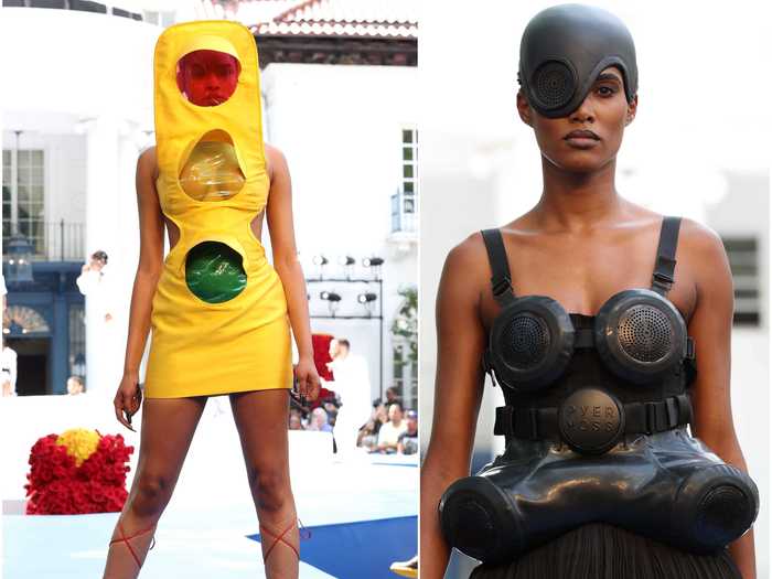 Models wore looks inspired by Garrett Morgan, who created the three-signal traffic light and the safety hood.