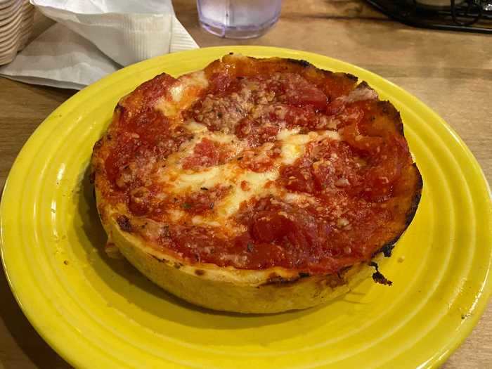 I ordered the personal-size deep dish pizza and thought it was perfect for just one person.