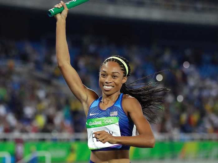 Allyson Felix won three medals, including two golds in relays, in Rio.