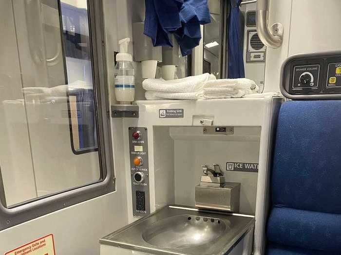 I was surprised to find my room on the train had a private toilet and sink.