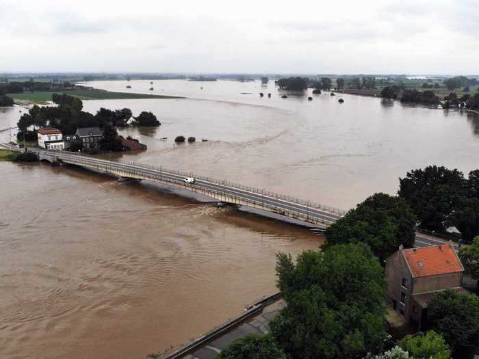 In Maaseik, Belgium, the Maas river also flooded, causing a dangerous situation when it overflowed into nearby homes.