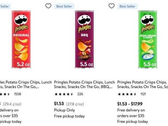 Tubs of Pringles are different weights depending on the flavor in the US, but at Walmart they all cost the same.