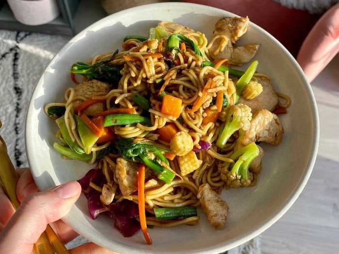 6. Chicken and vegetable stir-fry with noodles