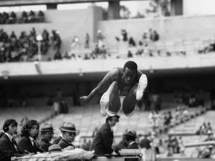 Bob Beamon soared through the air as he broke the long jump world record at the 1968 Olympics in Mexico.