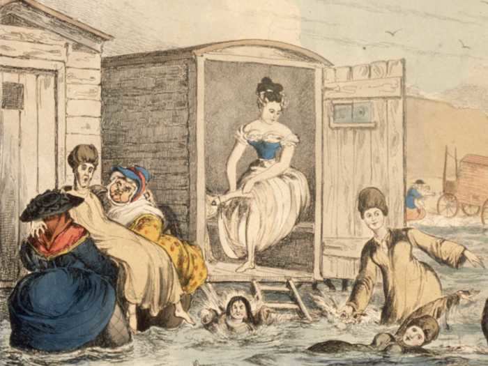 Bathing gowns covered up quite a bit in the 1800s.