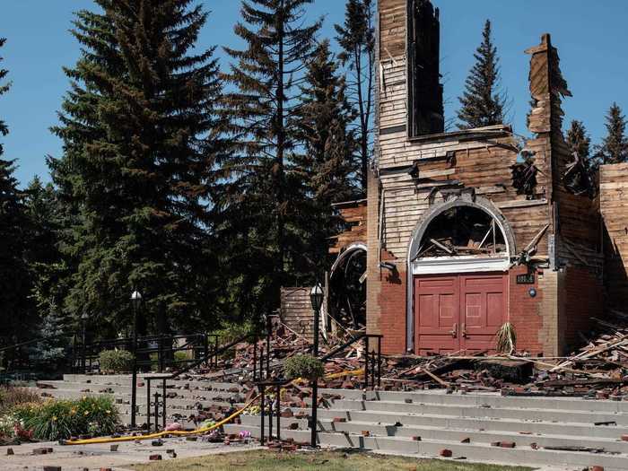 A century-old Catholic church in Alberta burned to the ground earlier this month, officials said.