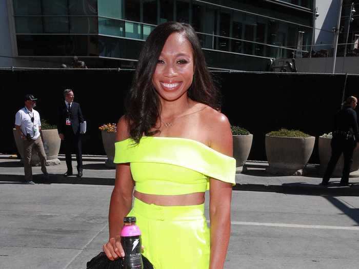 Nine-time Olympic medalist Allyson Felix rocked neon at the 2019 ESPYS.