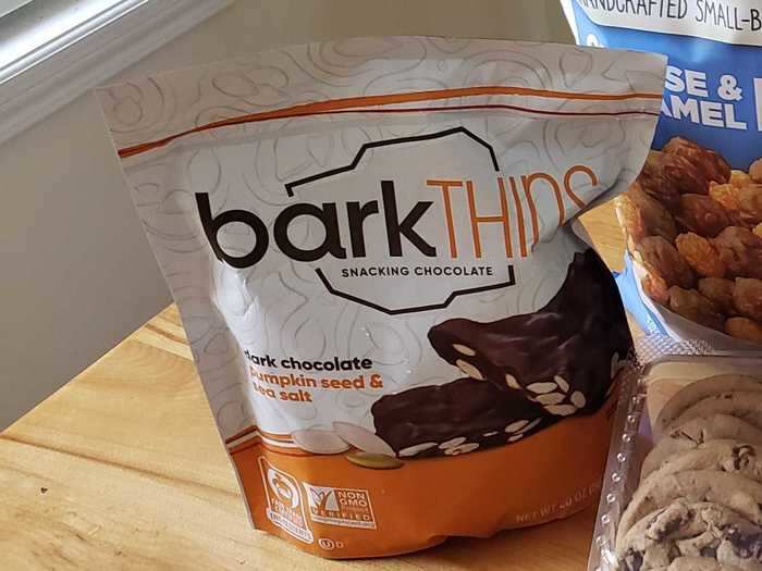 My husband reaches for BarkThins as a midafternoon snack.