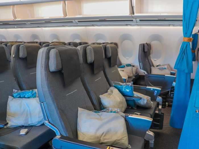 There are no extra-legroom sections in economy but the first rows of each cabin do provide additional legroom.