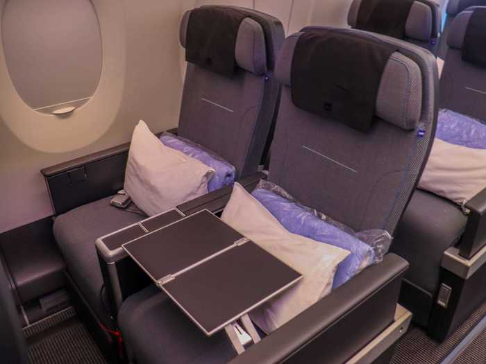 Other seat amenities include a foldable tray table...