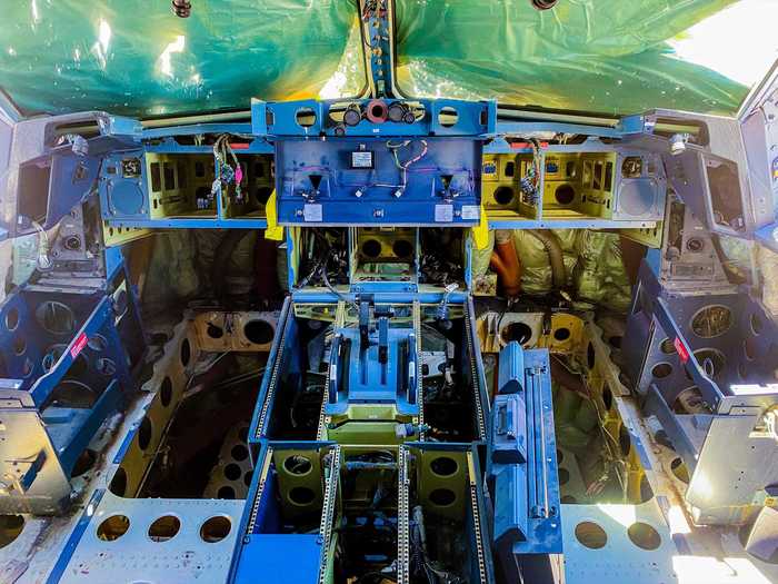 Aircraft components have maintenance manuals and processes to restore them and extend their life beyond just one aircraft. This Airbus A330 cockpit had been stripped dry of all its valuable parts.