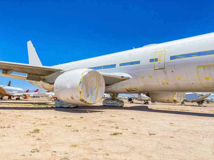 Once they land in Marana, between six to 10 mechanics go to work preparing the aircraft for storage. The two-week process starts with shoring up the engines and auxiliary power units and then focusing on an aircraft