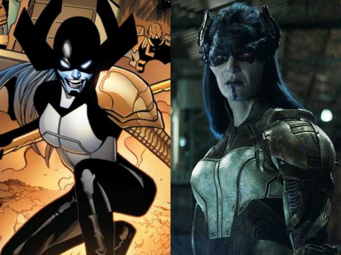 Four members of the Black Order, aliens who work for Thanos, are introduced in "Infinity War." First up, Proxima Midnight, played by Carrie Coon.